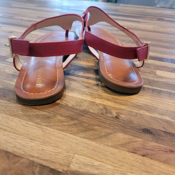 Tommy Hilfiger Logo Red Toe Post Summer Sandals - Picture 7 of 12